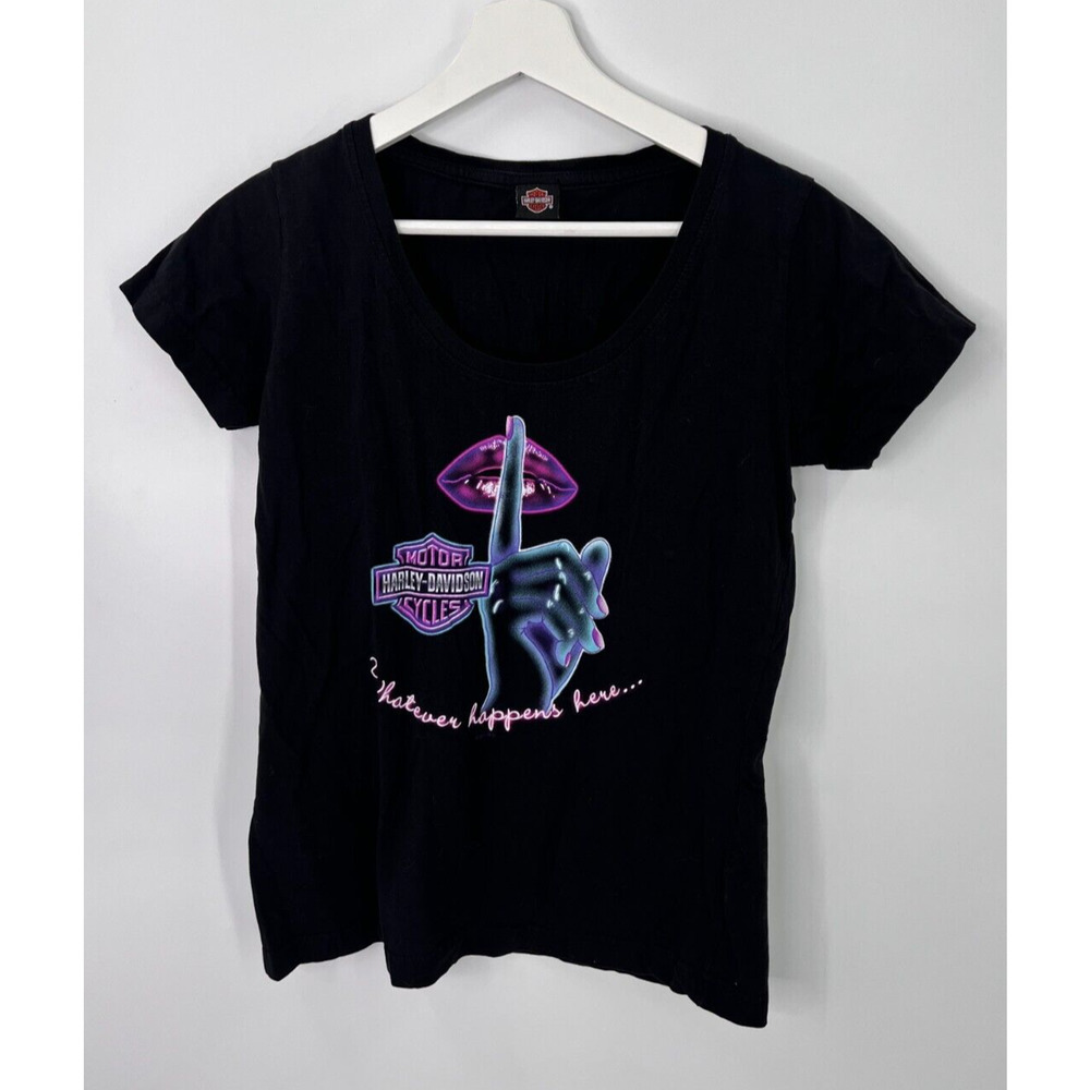 Harley Davidson Las Vegas Neon Whatever Happens Tee Short Sleeves Women's Medium